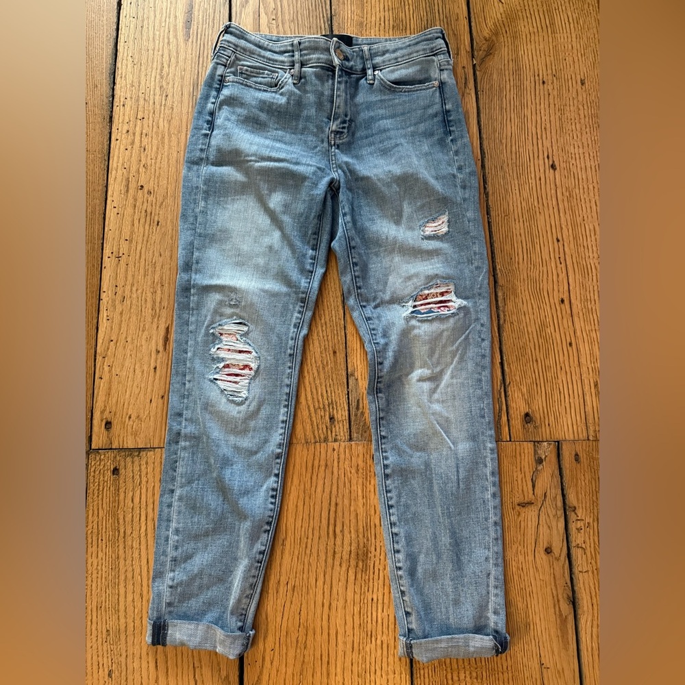 Distressed Light Blue Girlfriend Jeans